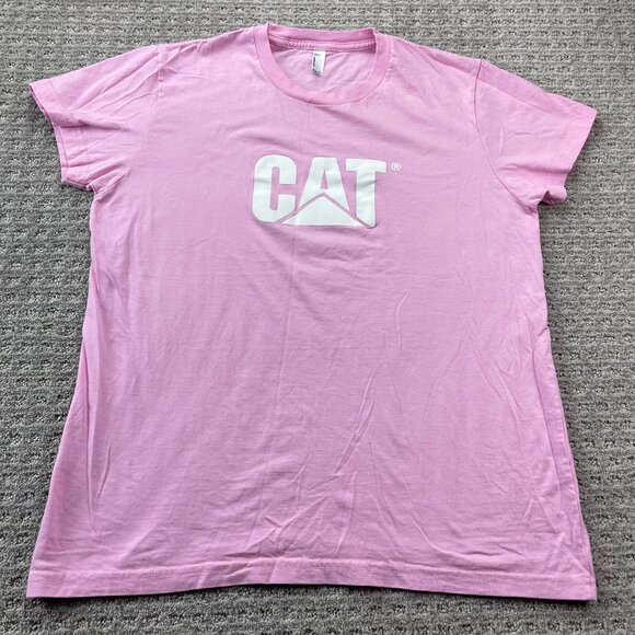 CAT Caterpillar Pink T-Shirt Women Size 2XL American Apparel Tee Casual - Picture 1 of 7